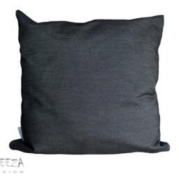 Embroidered Blue Roses Denim Pillow Case Handmade Eco-Friendly Cotton Graphite - thumbnail 2
