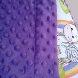 "Unicorn Baby Blanket, Purple Minky Dot, Cotton Fabric - 32"" X 32" - thumbnail 4