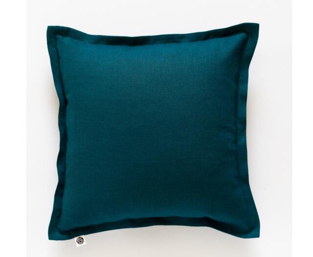 Teal Pillow Cover - Custom Size Linen Pillowcase With Flange Ege Handmade Teal Room Decor Or Housewarming Gift Idea - image 1