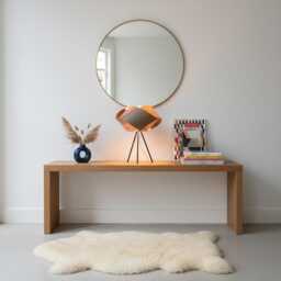Modern Wooden Desk Lamp Minimalist Tripod Table Light With Natural Veneer For Office Workspace - thumbnail 3