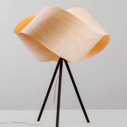 Scandinavian Wood Veneer Table Lamp - Modern Ufo Bedside Desk Light Minimalist Bedroom Fixture - thumbnail 2