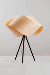 Modern Wooden Desk Lamp Minimalist Tripod Table Light With Natural Veneer For Office Workspace - thumbnail 1