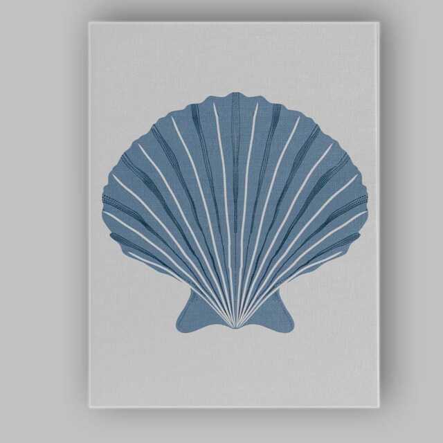 Minimalist Light Blue Scallop Seashell Coastal Illustration Canvas Wall Art Print Decor Picture Ready To Hang - image 1