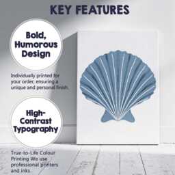 Minimalist Light Blue Scallop Seashell Coastal Illustration Canvas Wall Art Print Decor Picture Ready To Hang - thumbnail 2
