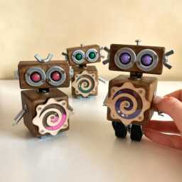 Handmade Wooden Robot Sculpture Quirky Desk Decor, Student Gift - thumbnail 2