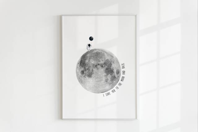 I Love You To The Moon & Back Quote Print, Prints, Quotes, Quote, Art - image 1