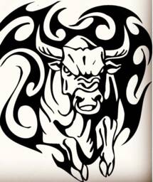 Bull Head Charging Tribal Flames Decal Car Van Bonnet Vinyl Sticker Hood Graphic Sign Motorhome Campervan Wall Art Decor