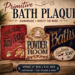 Primitive Bath Plaque Bathroom Wall Decor Powder Room Sign. Farmhouse Handmade Wood Sign 17x8 - thumbnail 2