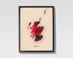 Clan Grant Scottish Tartan Map - Of Scotland Family Wall Decor, Ready To Hang - thumbnail 1