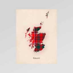 Clan Grant Scottish Tartan Map - Of Scotland Family Wall Decor, Ready To Hang - thumbnail 2