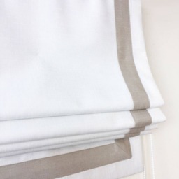Custom Relaxed Roman Shade, Cheval Linen Border, Window Treatment - thumbnail 3