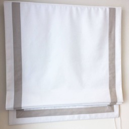 Custom Relaxed Roman Shade, Cheval Linen Border, Window Treatment - thumbnail 2