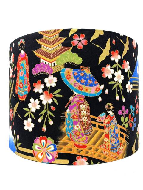Geisha Lampshade Black Oriental Light Shade, Japanese Style - image 1