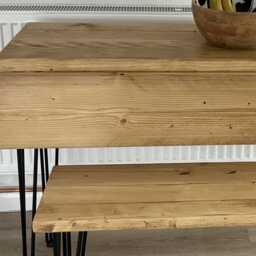 Reclaimed Wood Drop Leaf Table Space Saving Folding Dining Handmade UK Hairpin Kitchen Custom Sizes - thumbnail 3