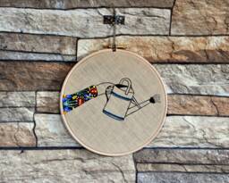 Wall Hanging Hoop Art The Watering Can - thumbnail 1