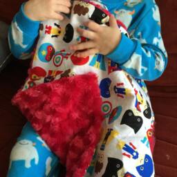 "Cute Super Hero Boy & Red Minky Mini Baby Blanket ""Lawless Logan" - thumbnail 3