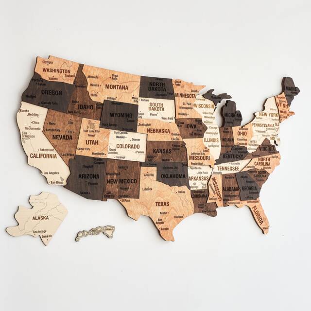 Usa Push Pin Map Travel Gift - Wood Us Board United States Wall Art New Home Apartment Housewarming - image 1