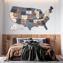 Usa Push Pin Map Travel Gift - Wood Us Board United States Wall Art New Home Apartment Housewarming - thumbnail 3