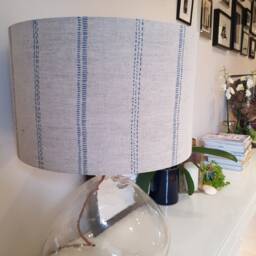 Handmade Denim Blue Stripe Lampshade Modern Country Style - thumbnail 2