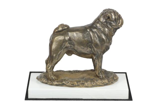 Pug , Dog On White Wooden Base Statue, Limited Edition, Artdog - image 1
