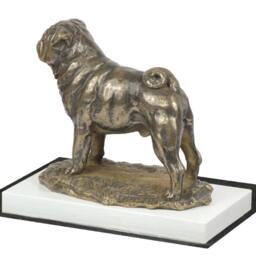 Pug , Dog On White Wooden Base Statue, Limited Edition, Artdog - thumbnail 3