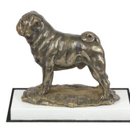 Pug , Dog On White Wooden Base Statue, Limited Edition, Artdog - thumbnail 2