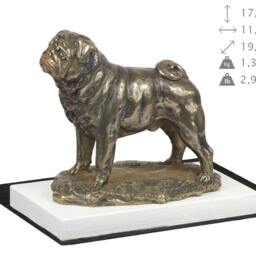 Pug , Dog On White Wooden Base Statue, Limited Edition, Artdog - thumbnail 4