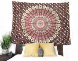 New Peacock Mandala Hippie Psychedelic Wall-Hanging Tapestry, Blue. Large - 80 X 60 Inches - thumbnail 1