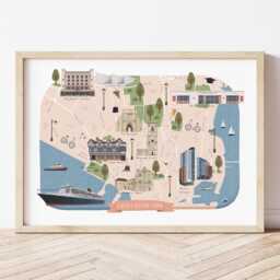 Southampton Map Print, Illustrated Of Southampton, Poster, Wall Art, Gift, University - thumbnail 1