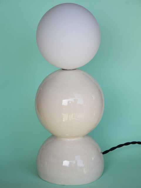 Handmade Ceramic Lamp - Transparent Glaze With Glass Globe & G9 Bulb - image 1