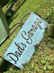 Personalized Reclaimed Rustic Hand Painted Wood Garage Wall Hanging - thumbnail 1
