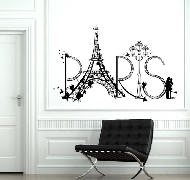 Wall Decal Paris Eiffel Tower France Romantic Love Vinyl Sticker 1811Dz - image 1