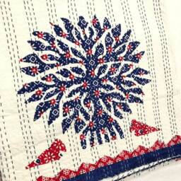 Indian Tree Of Life Queen Kantha Quilt Handmade Cotton Bedspread - thumbnail 2