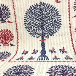 Indian Tree Of Life Queen Kantha Quilt Handmade Cotton Bedspread - thumbnail 4