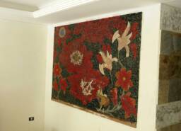 Magnificent Red Flowers Mosaic Stone Art - thumbnail 1