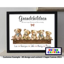Grandchildren Teddy Bear Family Personalised Portrait Picture Framed Print Nana Grandad Grandma Nannie Grandparents Birthday Gift - thumbnail 2