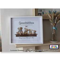 Grandchildren Teddy Bear Family Personalised Portrait Picture Framed Print Nana Grandad Grandma Nannie Grandparents Birthday Gift - thumbnail 1