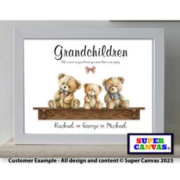 Grandchildren Teddy Bear Family Personalised Portrait Picture Framed Print Nana Grandad Grandma Nannie Grandparents Birthday Gift - thumbnail 3