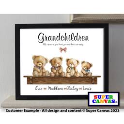 Grandchildren Teddy Bear Family Personalised Portrait Picture Framed Print Nana Grandad Grandma Nannie Grandparents Birthday Gift - thumbnail 4