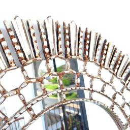 Peruvian Silver Sunburst Mirror 78 cm Handmade Wall Decor - Carved Wood Round Elegant Statement For Living Room Bathroom Entryway - thumbnail 2