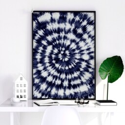 Coastal Trendy Framed Set Of 3 Wall Art Prints For A Hippie Room Summer Beach Themed Decor, Shibori Tie Dye Boho Lake House Decor - thumbnail 2