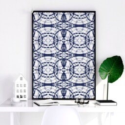 Coastal Trendy Framed Set Of 3 Wall Art Prints For A Hippie Room Summer Beach Themed Decor, Shibori Tie Dye Boho Lake House Decor - thumbnail 3