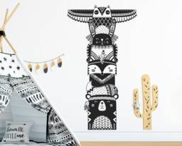 Totem Pole Wall Decal - Woodland Animal Tribal Decal, Vinyl Nursery Nursery, Sticker