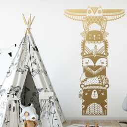 Totem Pole Wall Decal - Woodland Animal Tribal Decal, Vinyl Nursery Nursery, Sticker - thumbnail 3