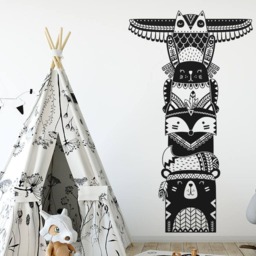Totem Pole Wall Decal - Woodland Animal Tribal Decal, Vinyl Nursery Nursery, Sticker - thumbnail 4