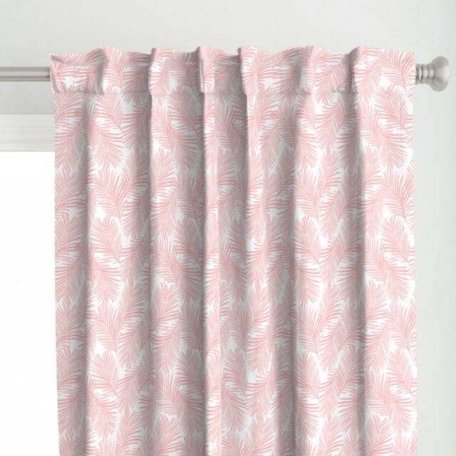 Tropical Curtain Panel - Foliage Pastel Nursery Baby Pink Fan Palm Custom By Charlottewinter - image 1