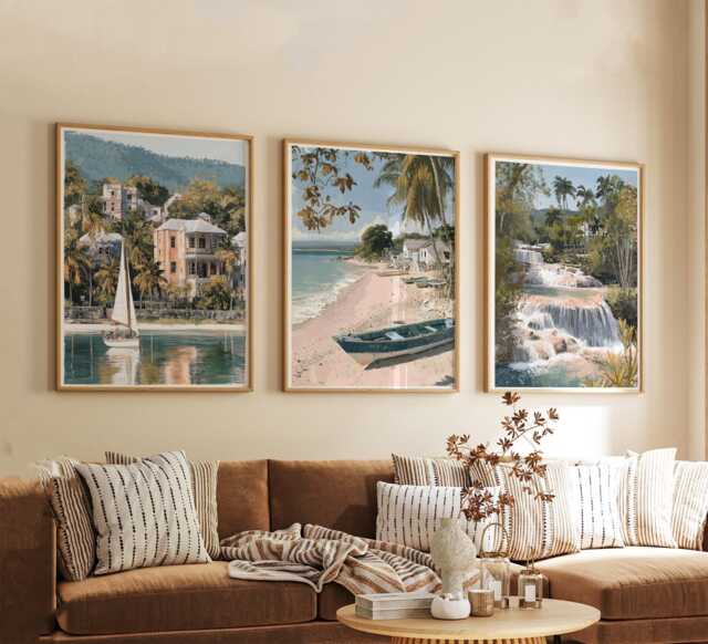 Set Of 3 Jamaica Posters, Caribbean Travel Wall Art, Tropical Landscape Print Set, Modern Artwork, Island Home Decor, Vibrant Coastal Style - image 1