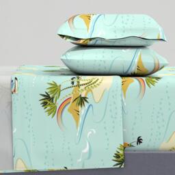Hawaii Sheets - Heading To Diamond Head By Hootenannit Tropical Island Rainbow Beach Ocean Cotton Sateen Sheet Set Bedding Spoonflower