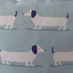 Dachshund Print Pillow Cover, Duck Egg Blue Aqua, Handmade 16 - thumbnail 4