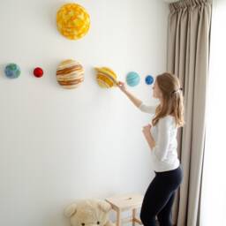 Christmas Felt Solar System Wall Decor 3D Planets For Nursery Montessori Space Gift - thumbnail 2